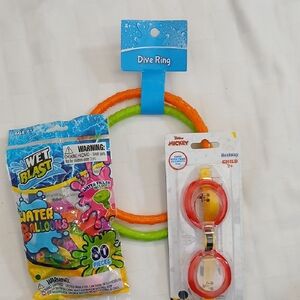 Disney Child Goggles, Dive Rings, And Water Balloons Set